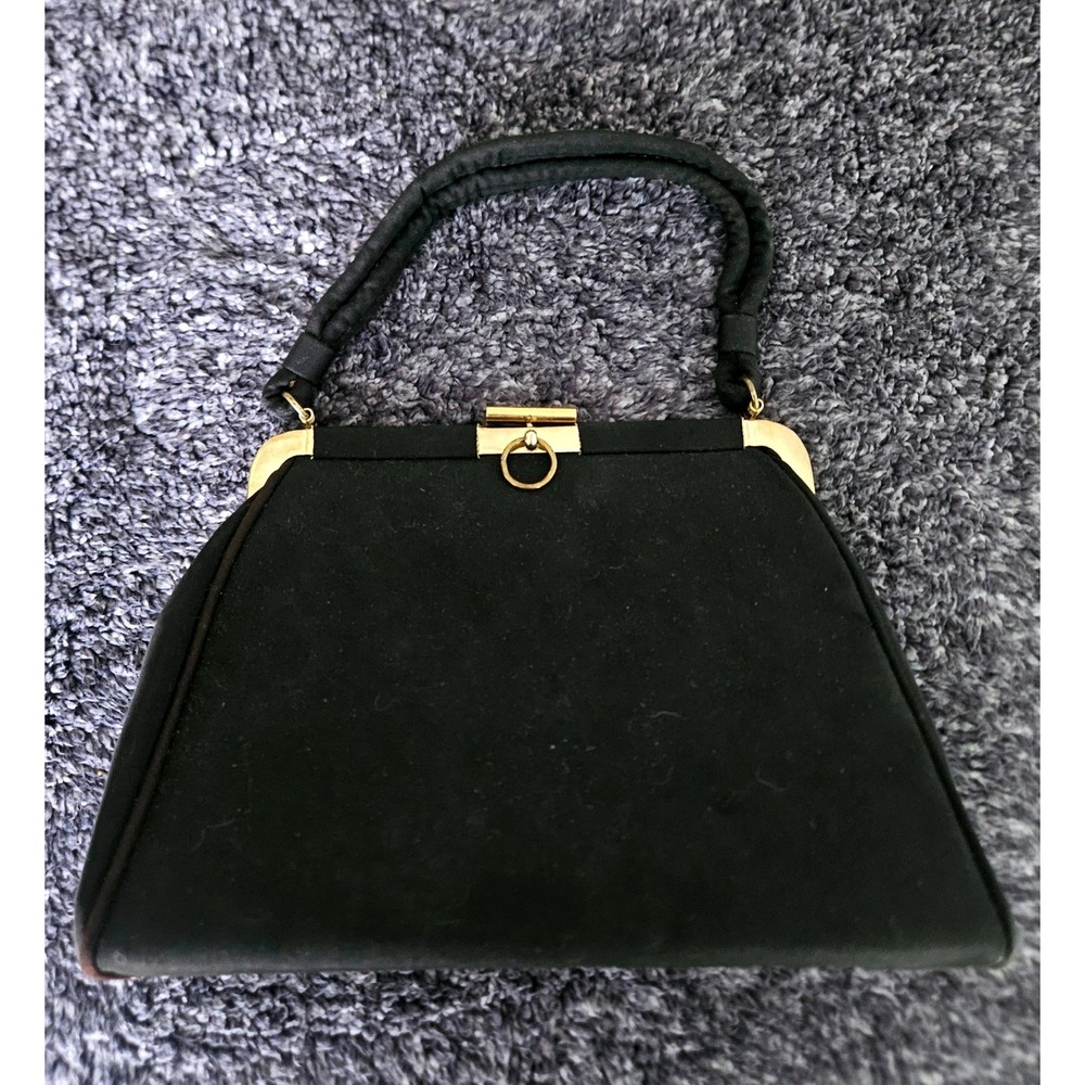 Dover Black Frame Handbag w/ Matching Coin Purse Gold Frame Made in USA Vintage